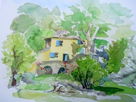 Bindernagel_Haus_in_der_Provence_2013_Aquarell_37x24cm